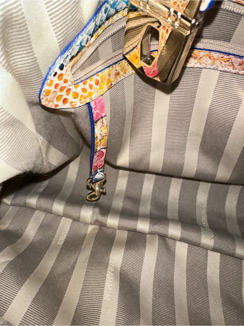 Elisa Multi-Color Snake-Print Leather Tote Bag by Brahmin - Picture 8 of 16